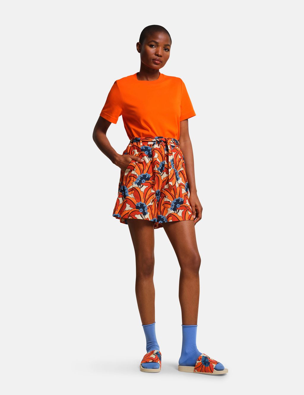 Orla Kiely Cotton Rich Floral Paperbag Shorts