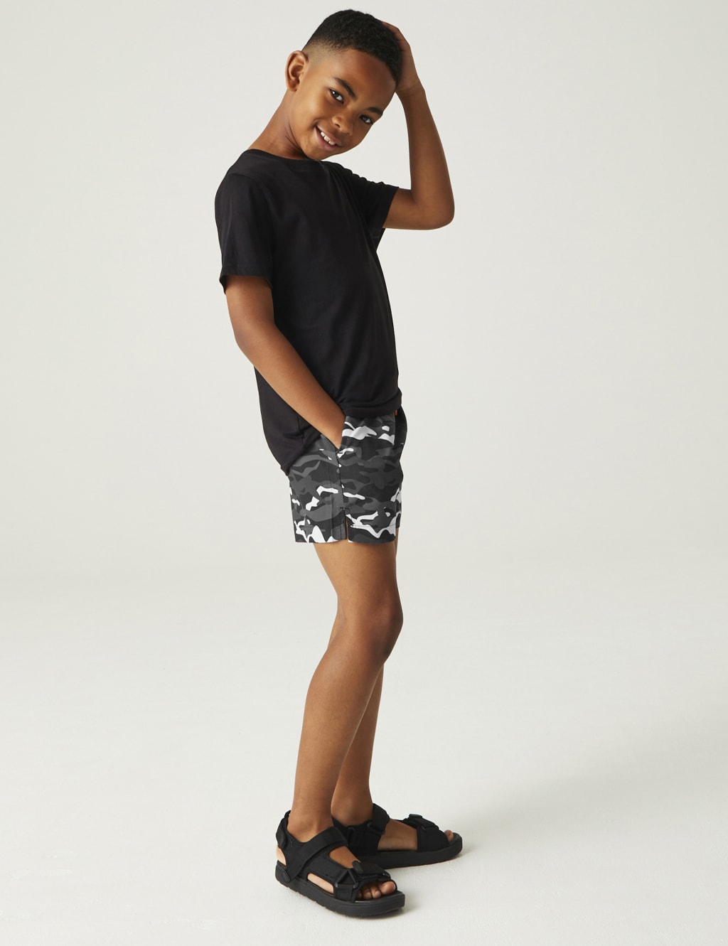 Boys black swim trunks top