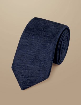 Charles Tyrwhitt Men's Silk Rich Linen Tie - French Navy, French Navy