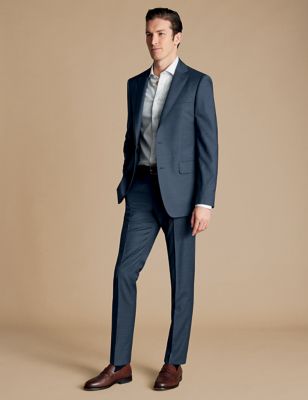 Charles Tyrwhitt Men's Slim Fit Wool Rich Suit Trousers - 3232 - Slate Blue, Slate Blue,Dark Navy