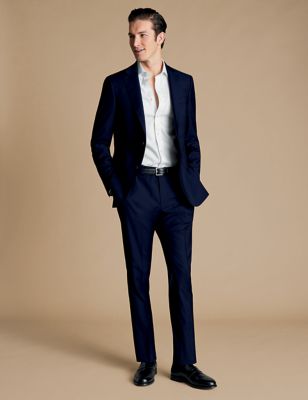 Charles Tyrwhitt Mens Slim Fit Wool Rich Suit Trousers - 3432 - Dark Navy, Dark Navy,Slate Blue