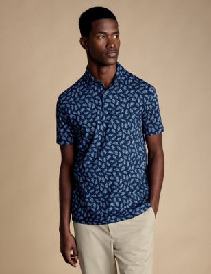 Charles Tyrwhitt Mens Cotton Rich Floral Polo Shirt - M - Blue Mix, Blue Mix