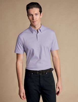 Charles Tyrwhitt Mens Short Sleeve Jersey Polo - Lilac, Lilac
