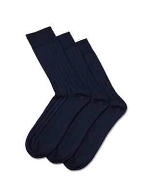 Charles Tyrwhitt Mens 3pk Merino Wool Blend Socks - Blue, Blue,Black