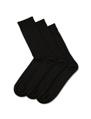 Charles Tyrwhitt Mens 3pk Merino Wool Blend Socks - Black, Black,Blue