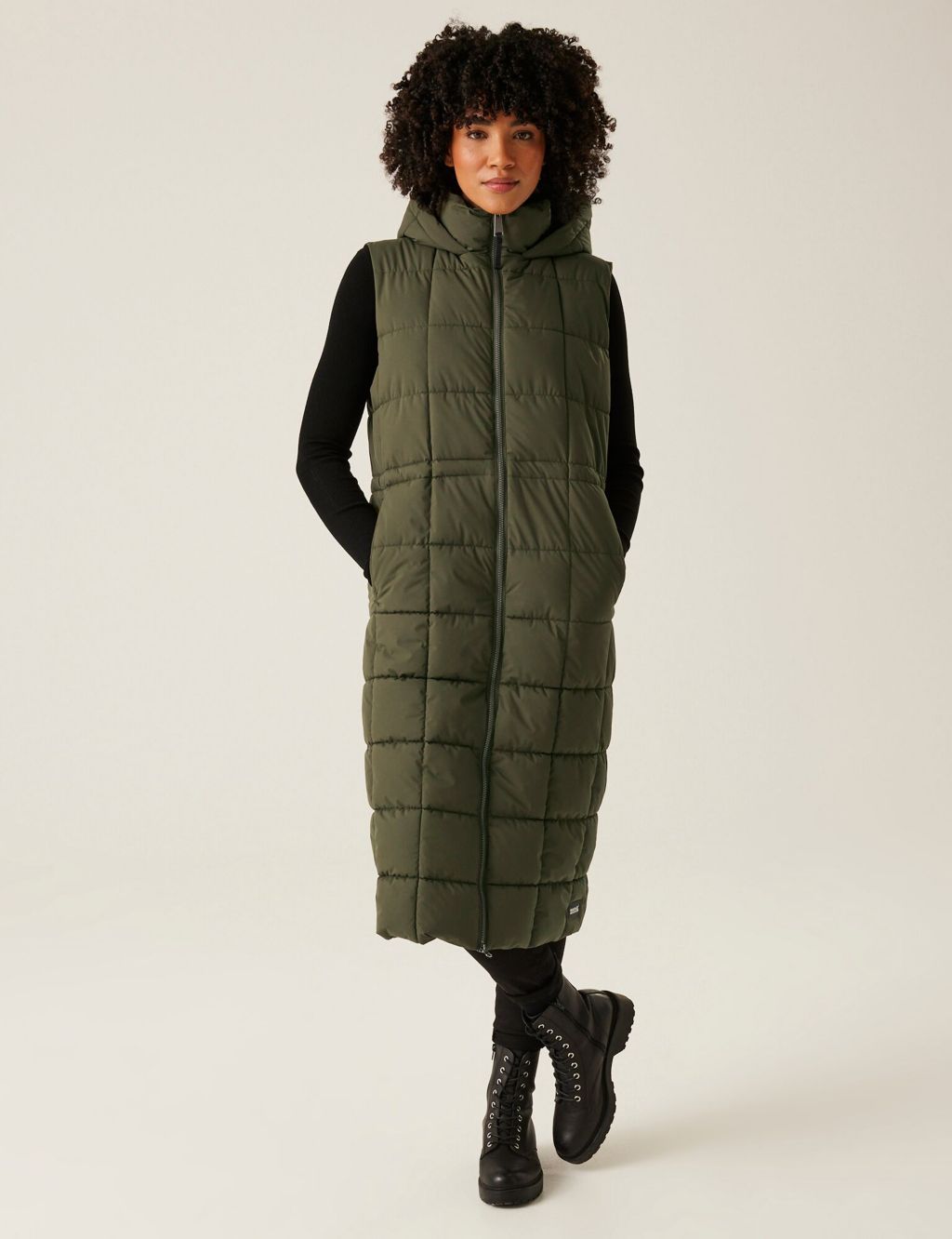 Leandra Hooded Quilted Longline Gilet