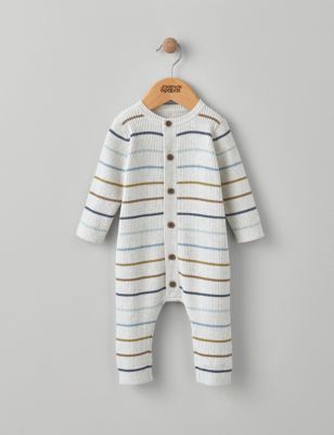 Mamas & Papas Newborn Boys Pure Cotton Striped Romper (7lbs-12 Mths) - 3-6 M - Multi, Multi