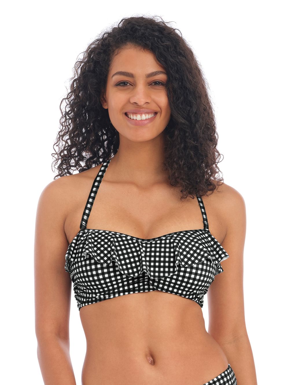 Check in Underwired Bandeau Gingham Bikini Top image 6