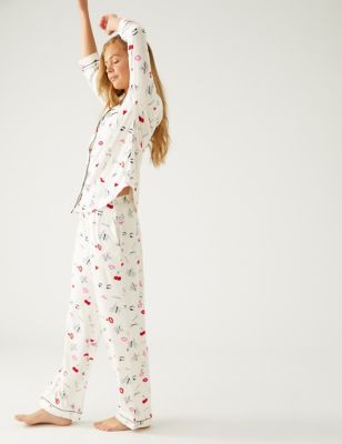 Kate Spade Womens Brushed Jersey Print Pyjama Set - XS - White Mix, White Mix