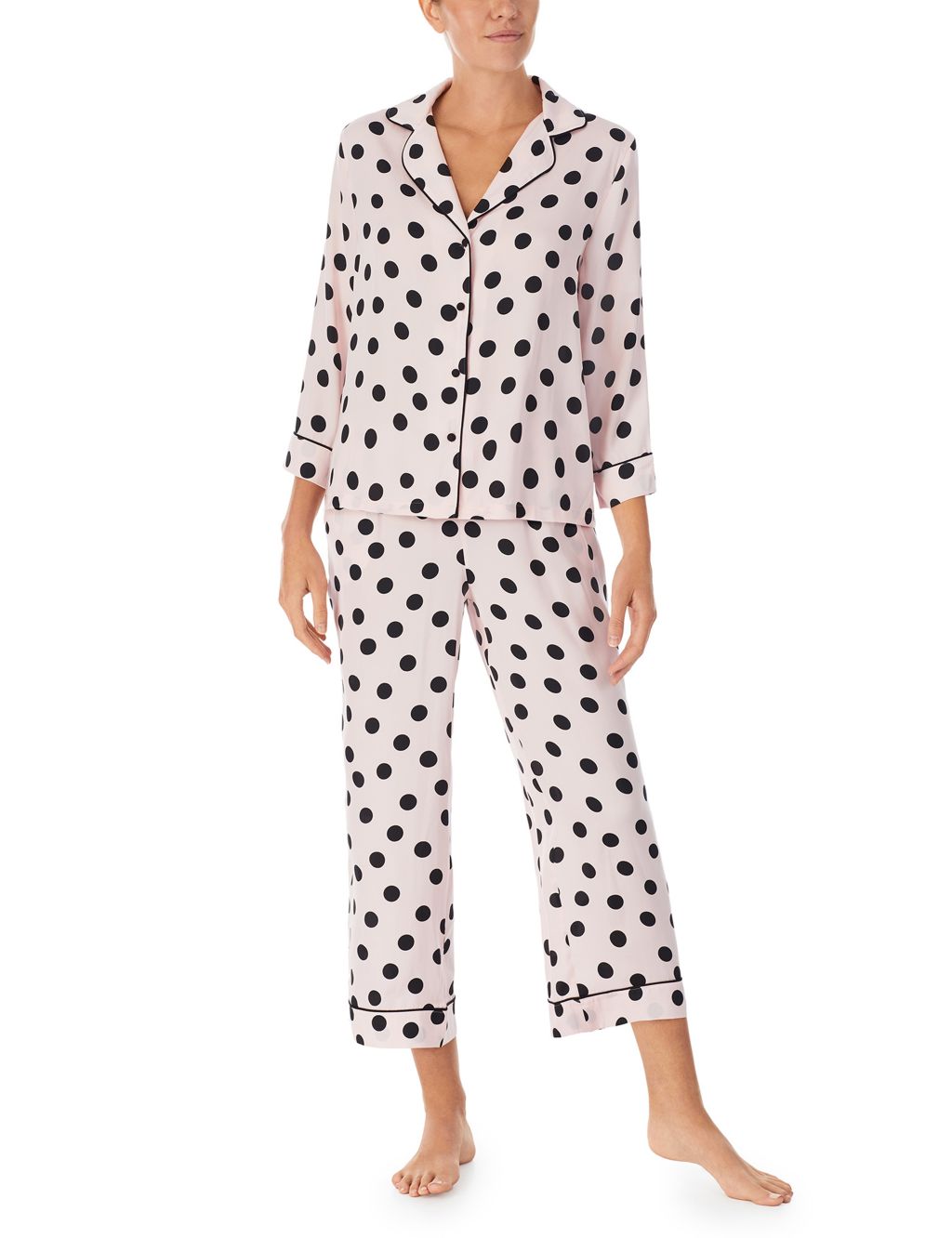 Satin Polka Dot Cropped Pyjama Set image 1