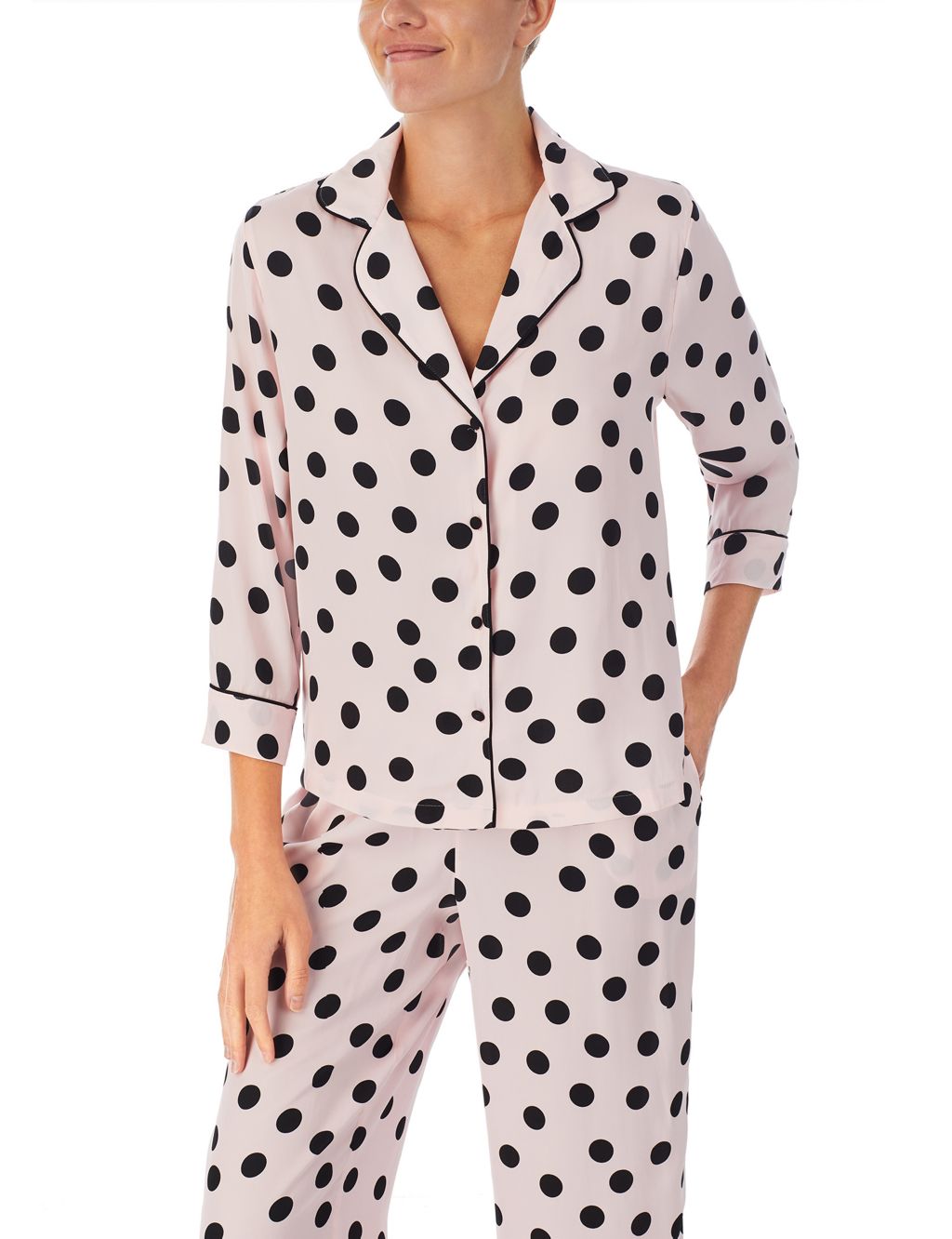 Satin Polka Dot Cropped Pyjama Set image 4