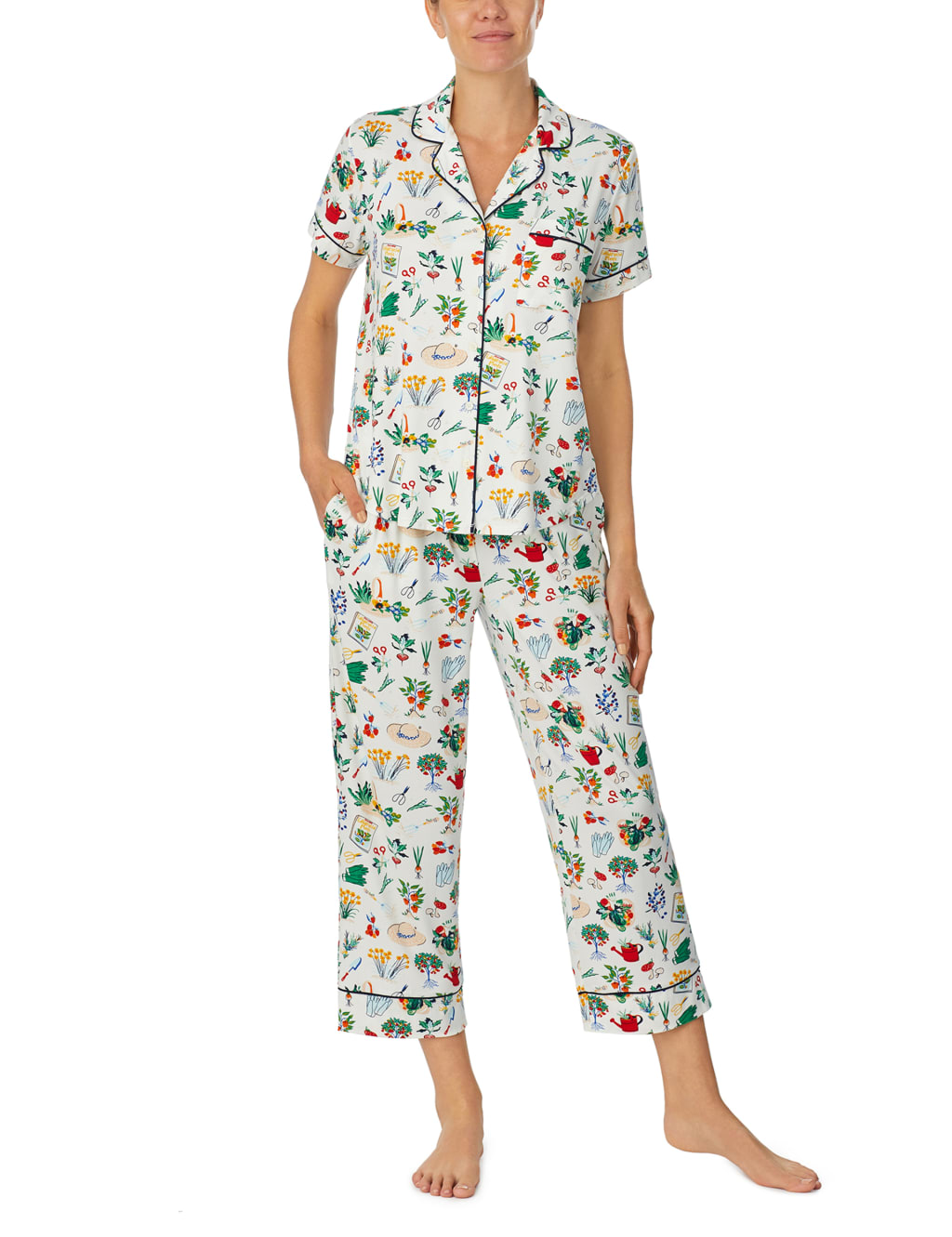 Jersey Gardening Print Cropped Pyjama Set image 1