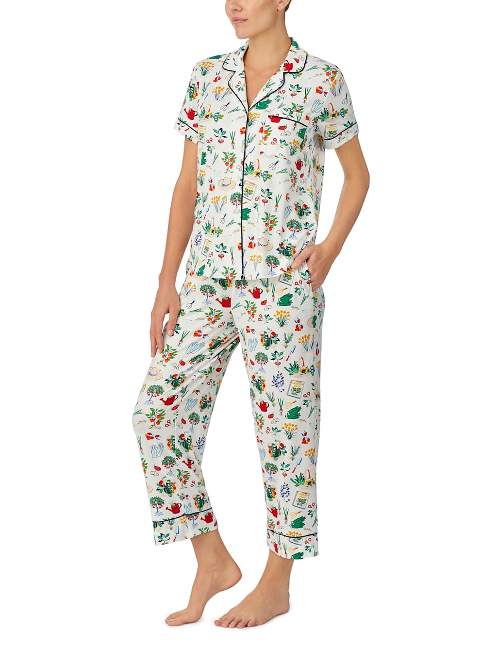 Jersey Gardening Print Cropped Pyjama Set image 2