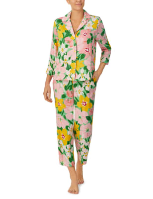Satin Floral Cropped Pyjama Set