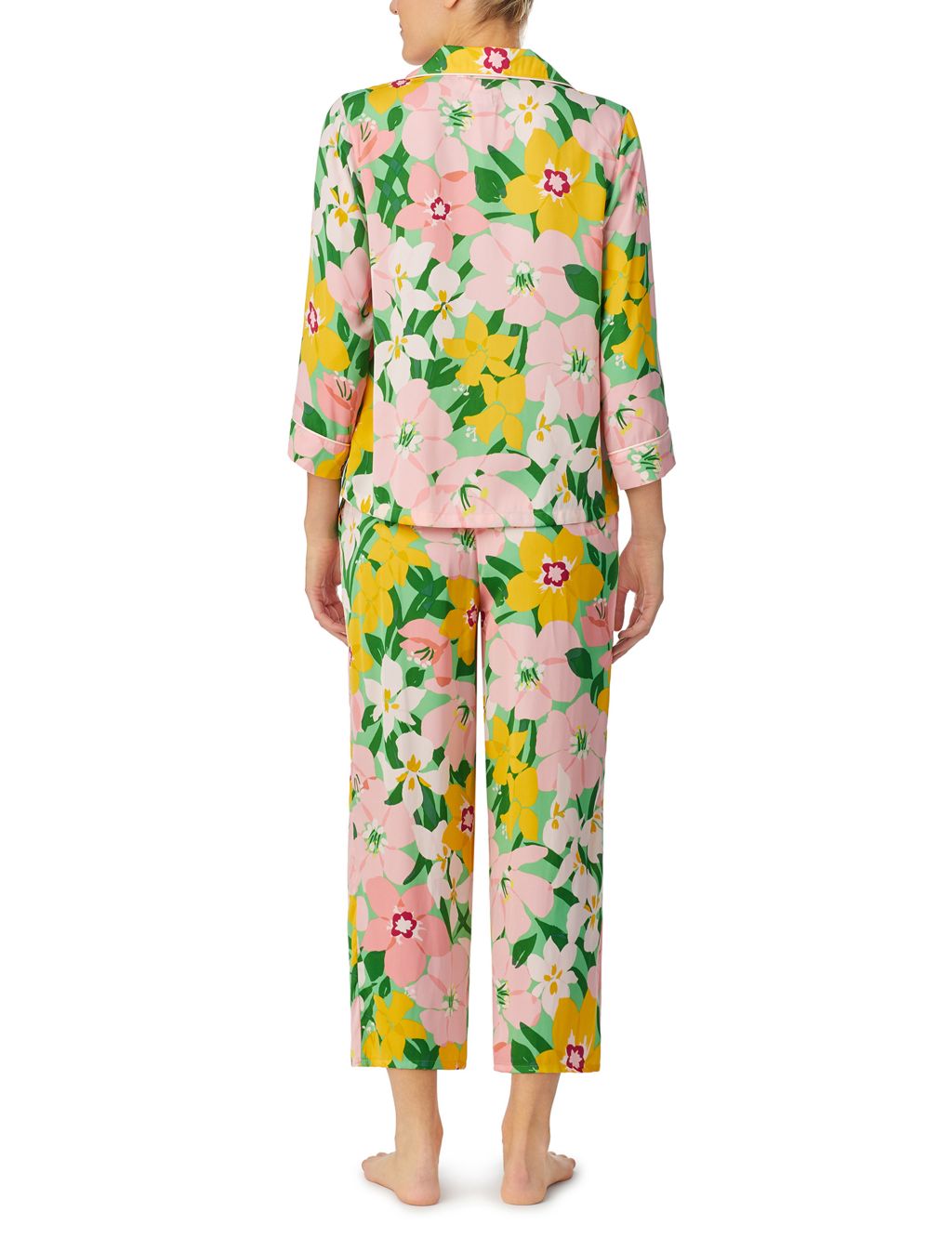 Satin Floral Cropped Pyjama Set image 4