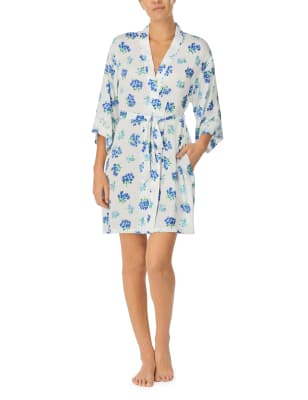 Satin Floral Short Robe