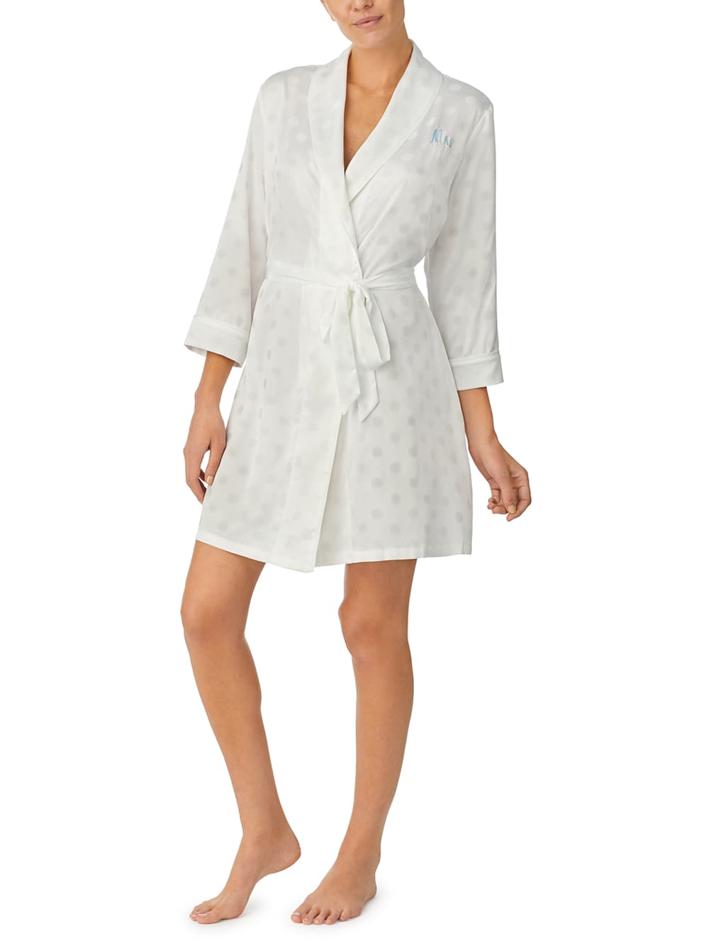 Satin Polka Dot Mrs Slogan Short Robe image 4