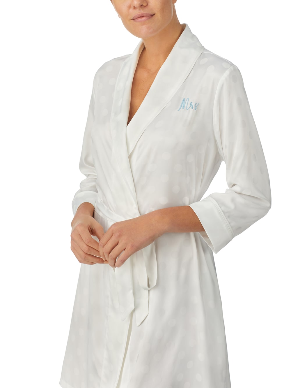Satin Polka Dot Mrs Slogan Short Robe image 6