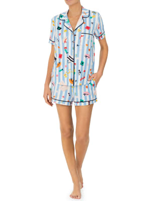 Striped Beach Print Shortie Set