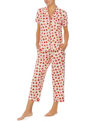 Kate Spade Womens Watermelon Print Cropped Pyjama Set - XS - Pink Mix, Pink Mix