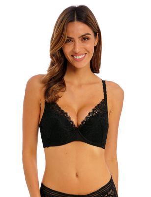 Wacoal Womens Raffin Lace Wired Plunge Bra - 34A - Black, Black,White