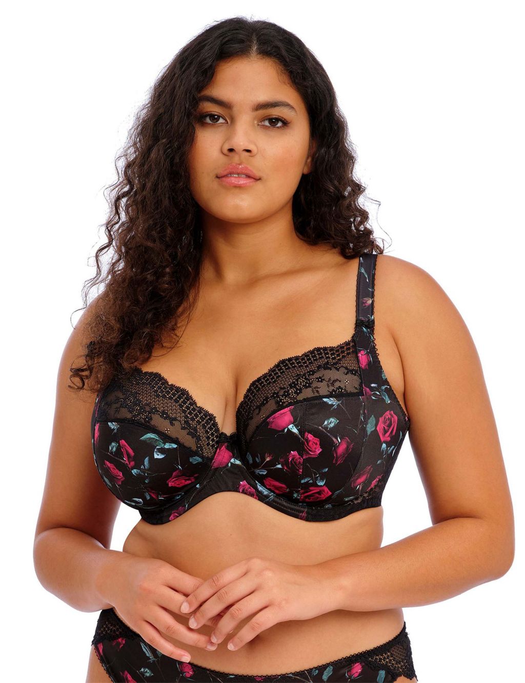 Lucie Floral Print Lace Wired Plunge Bra image 3