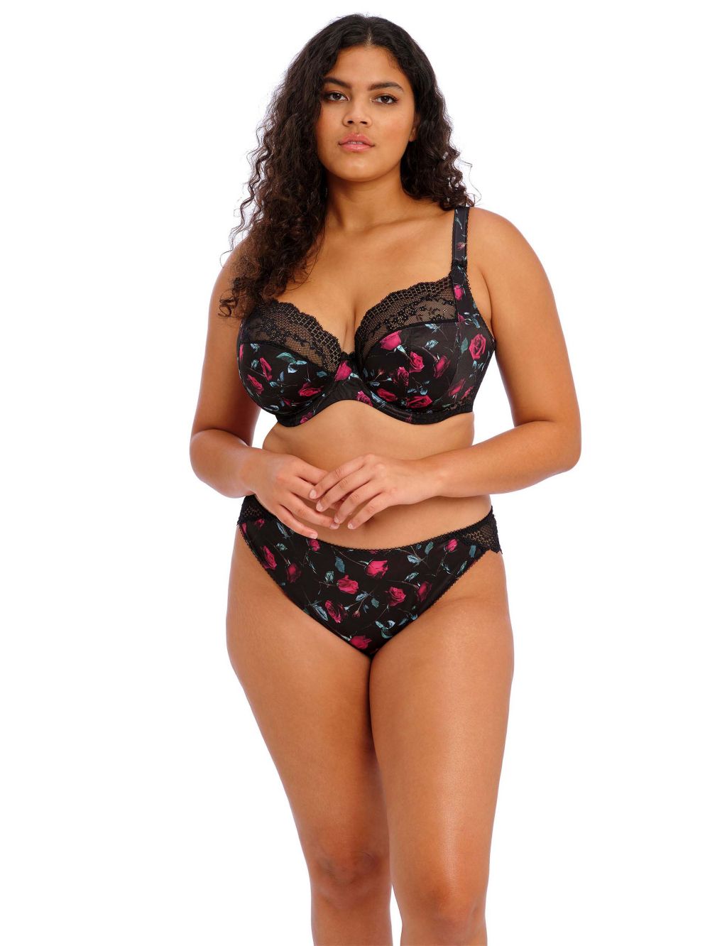 Lucie Floral Print Lace Wired Plunge Bra image 5