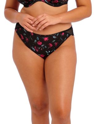 Elomi Womens Lucie Floral Brazilian Knickers - Black Mix, Black Mix