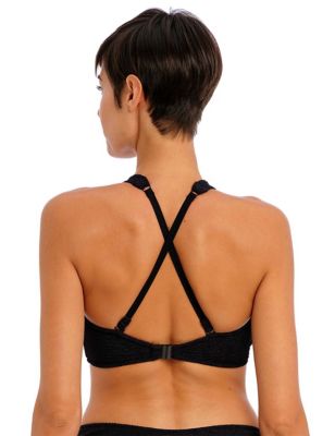 Freya Womens Ibiza Waves Textured Wired Bikini Top - 30DD - Black, Black