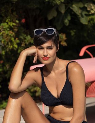 Freya Women's Ibiza Waves Wired Plunge Bikini Top - 30DD - Black, Black