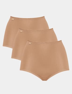 

Womens Sloggi 3pk Microfibre High Waisted Full Briefs - Beige, Beige
