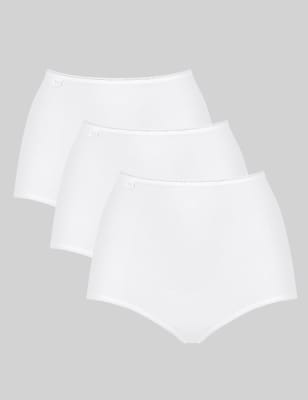 womens sloggi 3pk microfibre high waisted full briefs - white