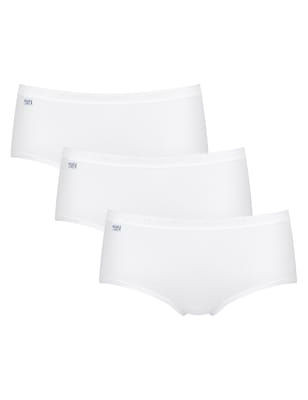 

Womens Sloggi 3pk Cotton Rich High Waisted Midi Knickers - White, White