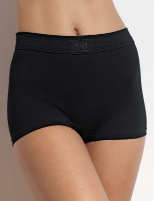 womens sloggi double comfort cotton rich high rise shorts - black, black