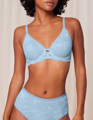 Triumph Womens Amourette Charm Lace Wired Full Cup Bra - 32C - Blue, Blue