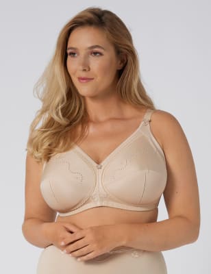 Marks & Spencer Women's Embroidered Total Support Non Wired Full Cup Bra -  Almond 