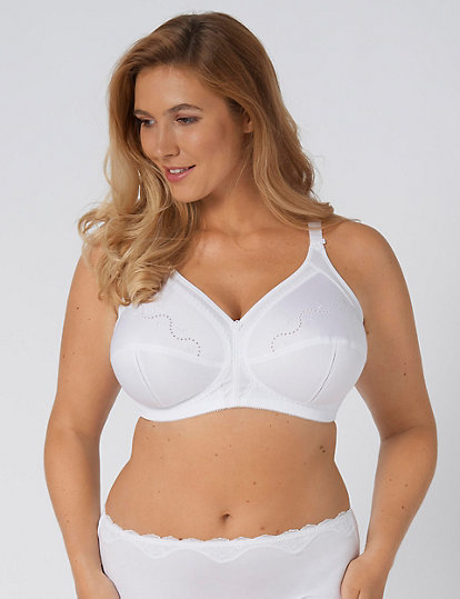 triumph doreen non wired total support bra with cotton c-g - 44d - white, white
