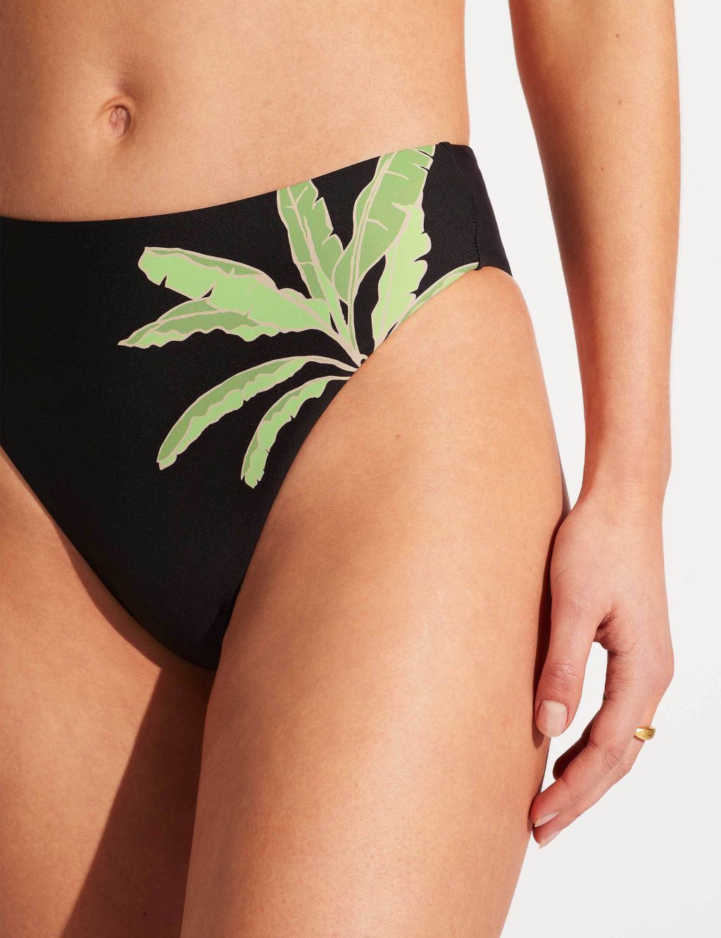 Palm Paradise Leaf Print High Waisted Bikini Bottoms image 5
