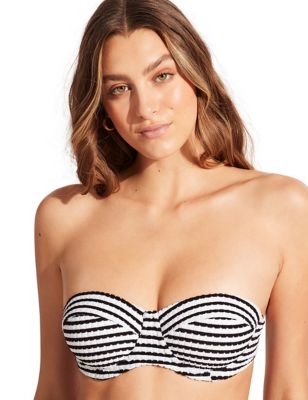 Sorrento Stripe Striped Wired Padded Bandeau Bikini Top