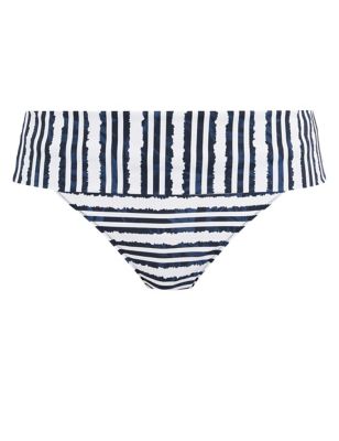 Fantasie Womens Sunshine Coast Roll Top Bikini Bottoms - Navy Stripe, Navy Stripe