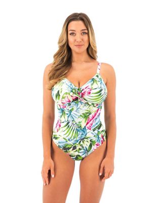 Fantasie Womens Langkawi Floral Wired Twist Front Swimsuit - 32D - White, White
