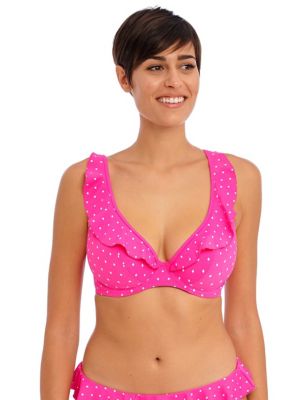 Freya Women's Jewel Cove Printed Wired Plunge Bikini Top - 30F - Pink, Pink,Black Mix,Pink Mix,Blue 