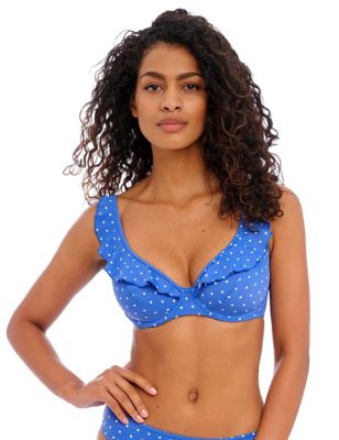 Freya Women's Jewel Cove Printed Wired Plunge Bikini Top - 30G - Blue, Blue