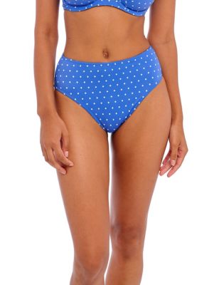 Freya Womens Jewel Cove Printed High Leg Bikini Bottoms - Blue, Blue