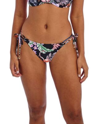 Freya Women's Kamala Bay Floral Tie Side Bikini Bottoms - XS - Black Mix, Black Mix