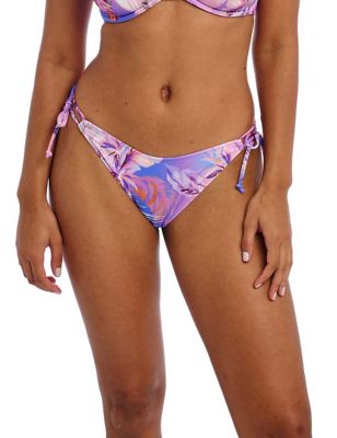 Freya Womens Floral Tie Side High Leg Bikini Bottoms - XS - Purple Mix, Purple Mix
