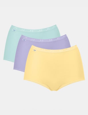 

Womens Sloggi 3pk High Waisted Full Briefs - Yellow Mix, Yellow Mix