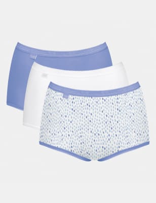 

Womens Sloggi 3pk High Waisted Full Briefs - Blue Mix, Blue Mix