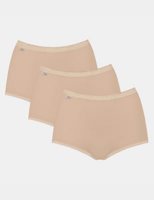 womens sloggi 3pk high waisted full briefs - beige