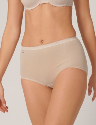 

Womens Sloggi 3pk High Waisted Full Briefs - Beige, Beige